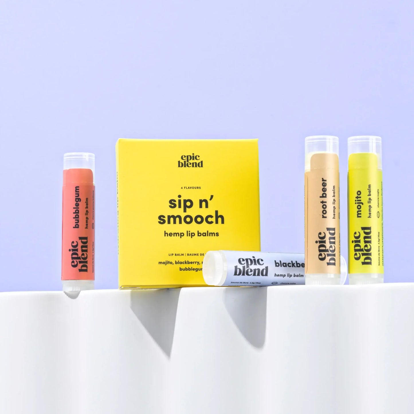 Sip n' Smooch Hemp Lip Balm 4-Pack Kit/Bundle